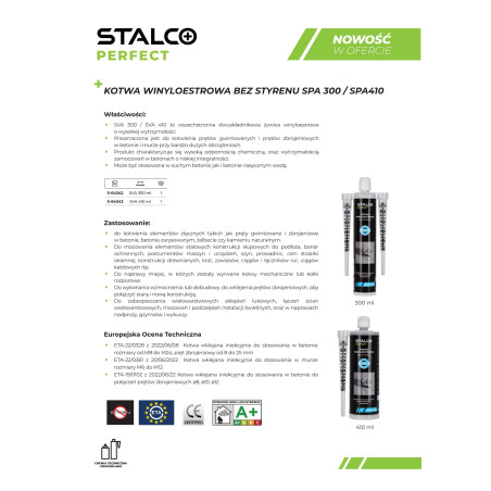 Vinilestrski kemični sidrni sistem SVA 300 - 300 ml