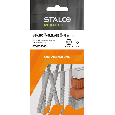 Vložek z vijakom T25 TXK 8x60 6kos