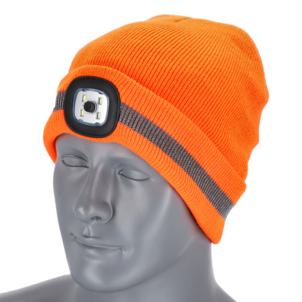 Zimska kapa z lučko RAY FLUO Oranžna, 54-60