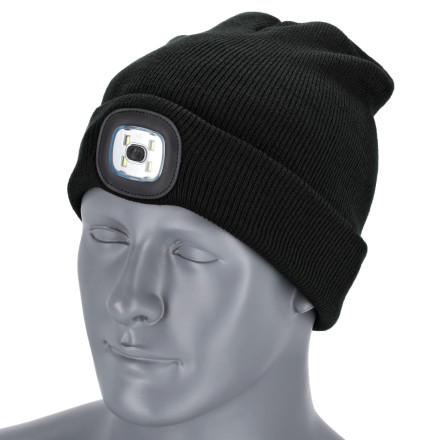 Zimska kapa z lučko 2 RAYS črna, velikost 54-60