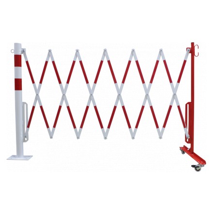 Crash stop raztegljiva zapora 3600 mm rdeče/bela s stebričkom Ø 60 mm