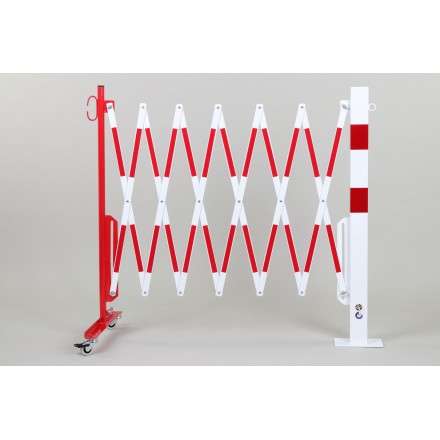 Crash stop raztegljiva zapora 3600 mm rdeče/bela s stebričkom 70x70 mm