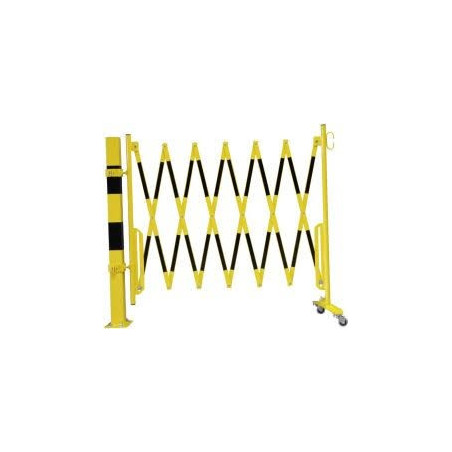 Crash stop raztegljiva zapora 4000 mm rumeo/črna s stebričkom 70x70 mm