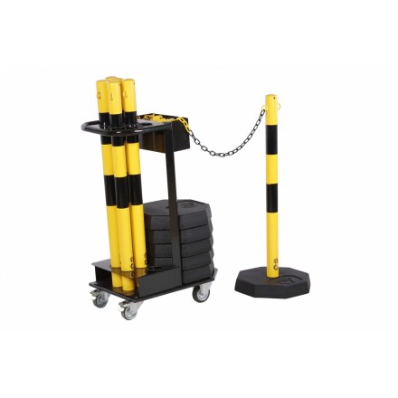 Voziček z zapornimi stebrički in verigo - rumeno/črn