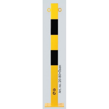 Zaščitni stebriček z ušesi, pritrditev na tla, 70x70 mm - rumeno/črn