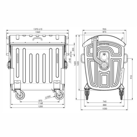 Vroče cinkan zabojnik 1100L - za papir