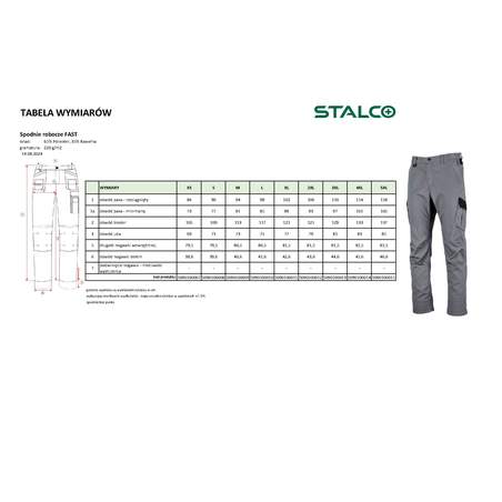 Delovne hlače FAST, Sive, 2XL