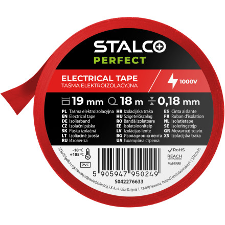 Izolirni trak Perfect Profi 19mm x 18m Rdeč