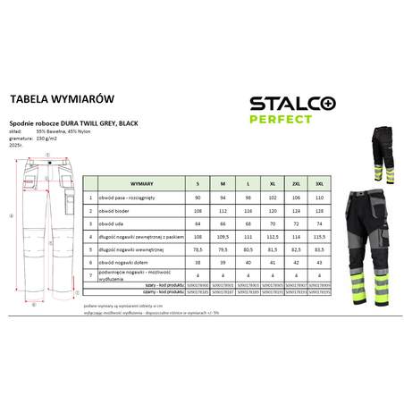 Delovna Hlače DURA TWIL Sive "XL"