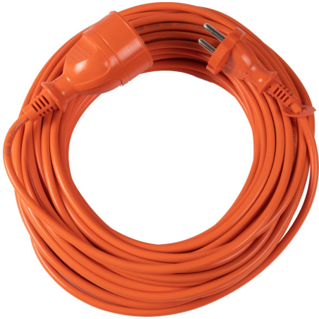 Podaljšek z eno vtičnico H05VV-F, kabel 2x1 mm², 10 A, oranžen 20 m
