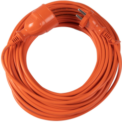 Podaljšek z eno vtičnico H05VV-F, kabel 2x1 mm², 10 A, oranžen 30 m