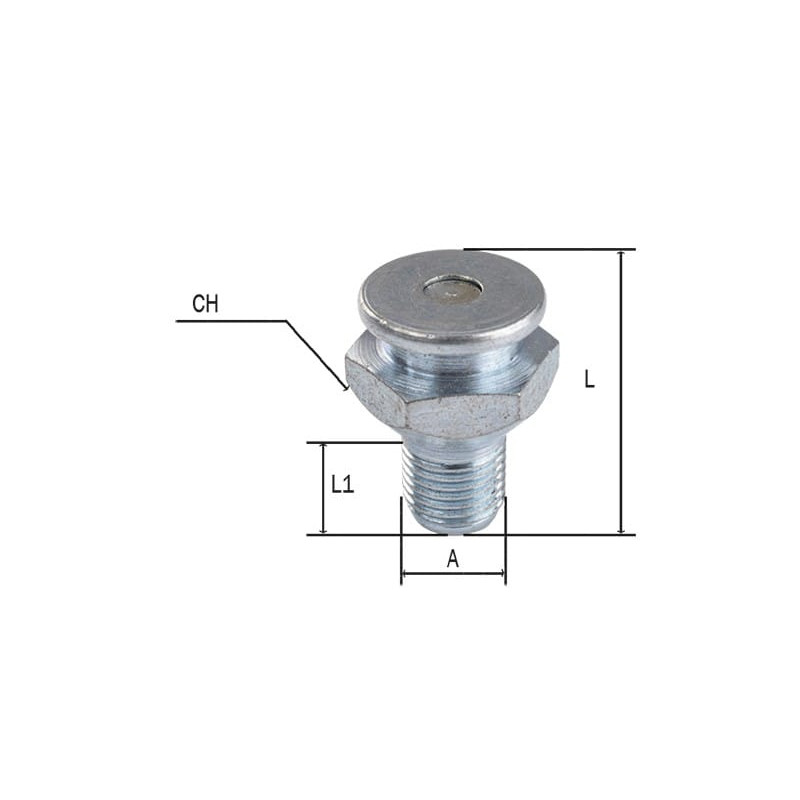 Mazalka z okroglo ploščato glavo Ø 22 mm, z ventilom, navoj 16X1,5