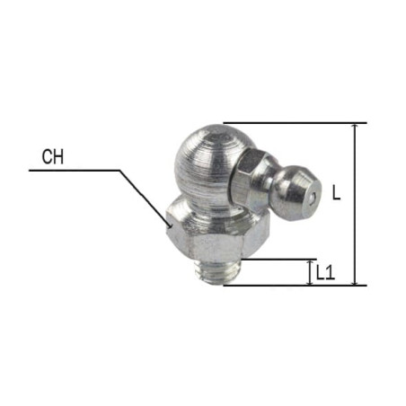 Hidravlični mazalni nastavek s kroglasto glavo, kotni 90°, navoj 10X1.25