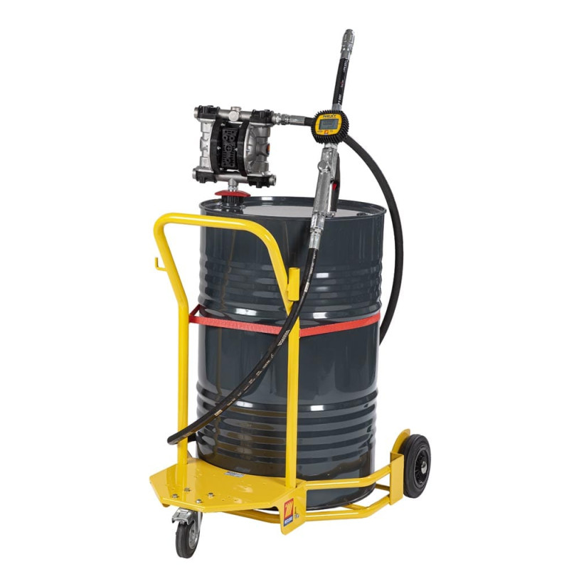 Komplet za olje na kolesih s pnevmatsko membransko črpalko za sode 180-220 l, R=1:1, 3/4", pretok 110 l/min