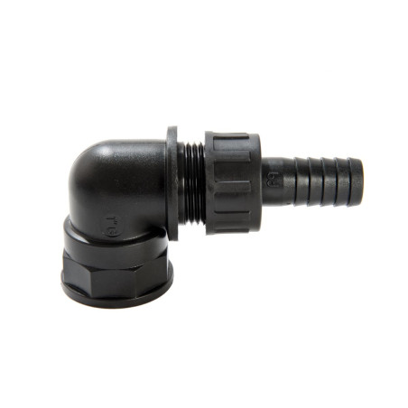 Plastični priključek 90° M/F 1” BSP z gumijastim držalom Ø 20 mm