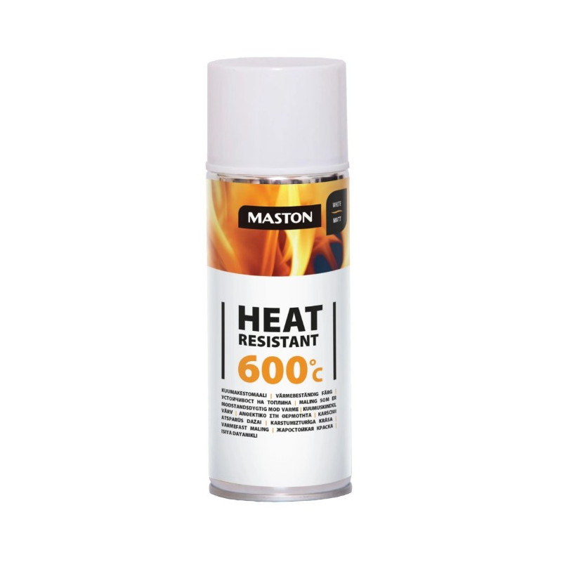 Visokotemperaturno obstojna barva, Maston Heat Paint +600 Bela 400ml