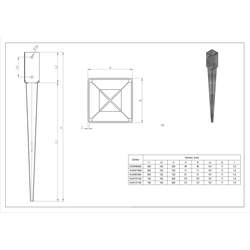 Nosilec za lesene stebričke 91x150x150 mm, 600 mm